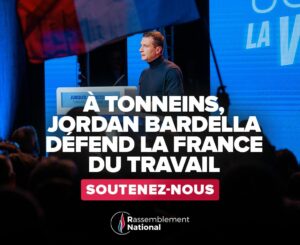 À Tonneins, Jordan Bardella défend la France du travail.